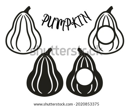 Silhouettes of triangular pumpkin and pumpkin with a hole for the text.