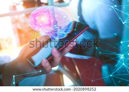 people connecting to ai network brain of technology devices, artificial intelligence robotic