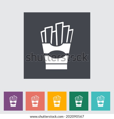 French fries. Single flat icon on the button. 