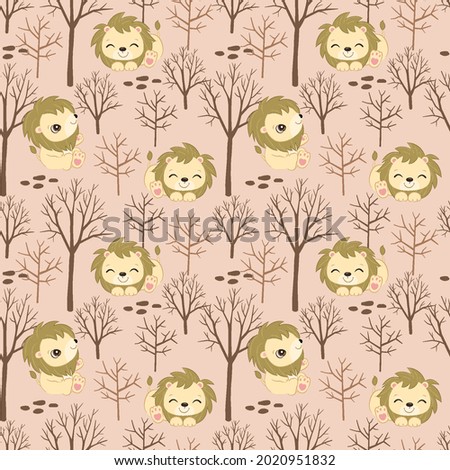 adorable animal illustration seamless pattern for kids project, fabric, scrapbooking, crafting, invitation and many more	
