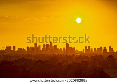 Heat wave over a city skyline Royalty-Free Stock Photo #2020982885