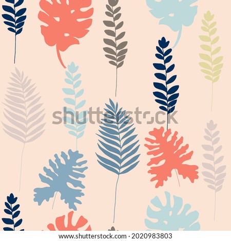 Beautiful tropical leaves, great design for any purposes. Nature background vector. Trendy floral design. Stock illustration with a clipping mask.
