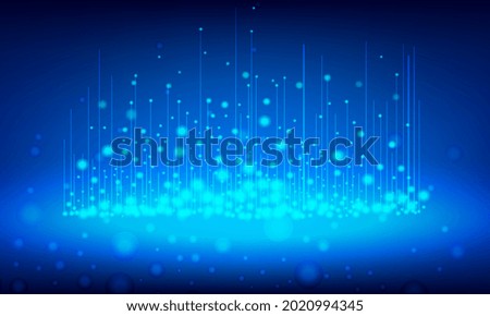 Illustration Vector design digital technology concept. Glowing wavy lines template with Blue background.