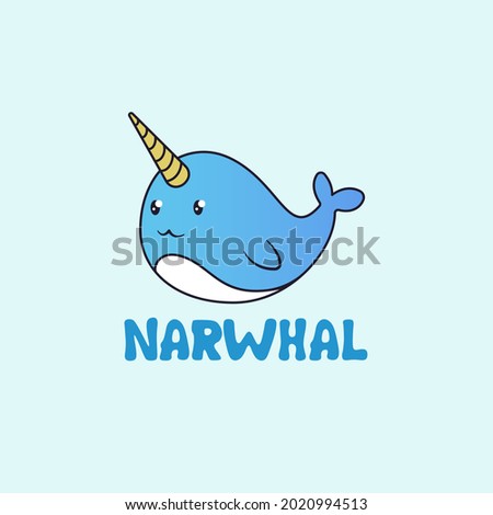Cute narwhal logo concept design