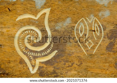 Defocused and blur image of symbols at Tana Toraja that being used to decorate houses