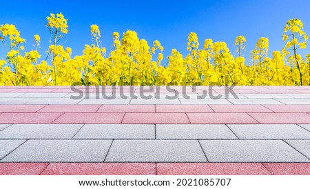 Empty square road and flower background in Asia