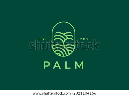 dates palm tree logo line art vector illustration design, minimalist palm logo design
