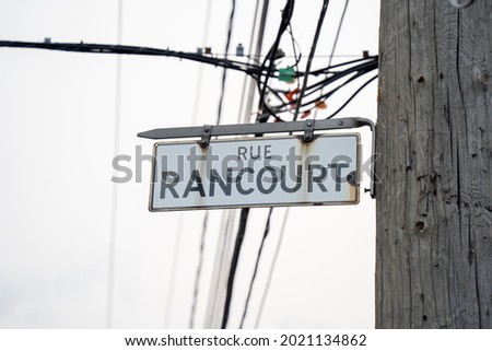 Rancourt street sign in Montréal city, Canada 