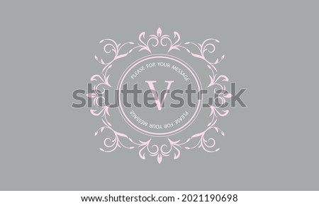 Decorative monogram in pastel colors for invitation cards with the letter V. Graphic design of the page, cafe, hotel, business.
