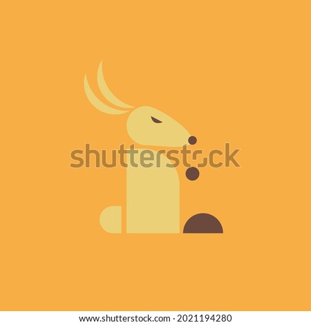 Abstract rabbit logo isolated on yellow
