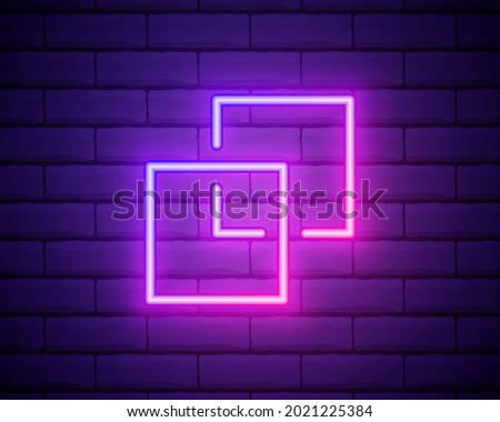 expand to fullscreen and exit from full-screen mode icon. Elements of web in neon style icons. Simple icon for websites, web design, mobile app, info graphics isolated on brick wall