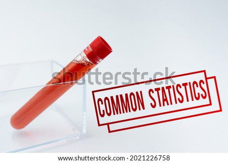 Conceptual caption Common Statistics. Concept meaning deals with collection analysis etc of numerical data Presenting Medical Samples Laboratory Testing New Virus Medicine