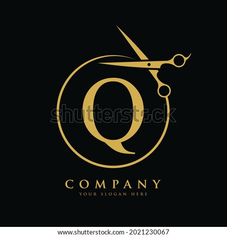 Initial Scissors Letter Q Logo Design vector Template. Abstract Circle Q Logo Design