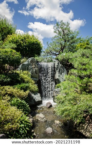Waterfall view at botanical gardens