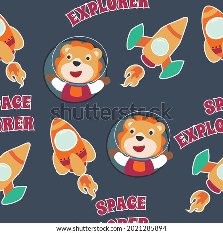 Seamless pattern texture with cute little astronaut with cartoon style Creative vector childish background for fabric textile nursery background baby clothes poster wrapping paper and other decoration