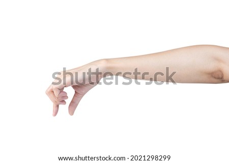 woman hand holding something isolated on white background , Clipping path