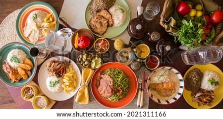 Peruvian cuisine traditional dishes comfort food Royalty-Free Stock Photo #2021311166
