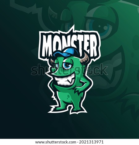 monster mascot logo design vector with modern illustration concept style for badge, emblem and t shirt printing. smart monster illustration.