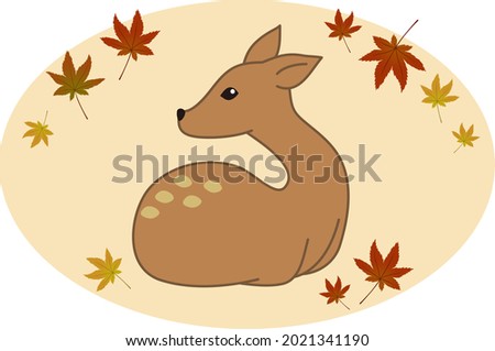 This is an illustration of a maple leaf and a deer.