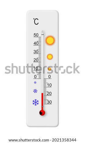 Celsius scale thermometer isolated on white background. Ambient temperature minus 17 degrees Royalty-Free Stock Photo #2021358344