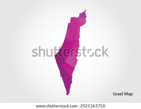 Israel Map pink Color on white background polygonal