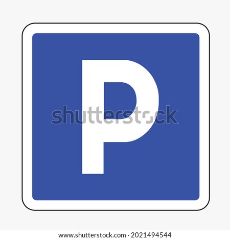 Vector image of color road traffic information sign. Illustration of traffic parking lot symbol.
