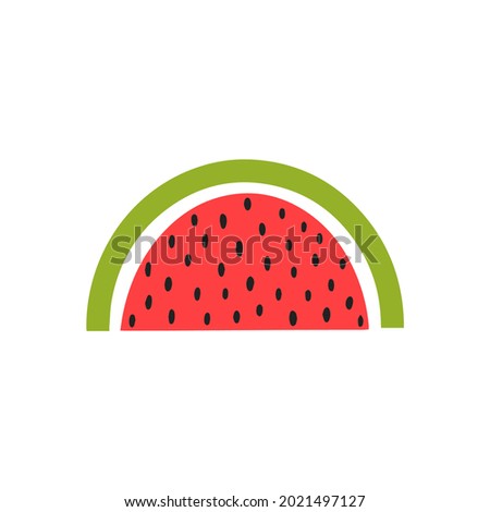 A rainbow in the form of a watermelon. Minimalistic rainbow. Design of fabrics, clothes for newborns, mugs, dishes, notebooks, notebooks. Cute print for children with a red-green rainbow. 