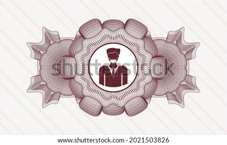 Red abstract linear rosette. Vector Illustration. Detailed with man wearing face mask icon inside
