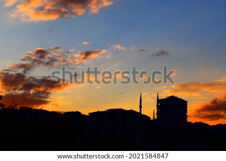 Sunset view in Turkey town.