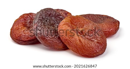 Dried apricots, close-up, isolated on white background Royalty-Free Stock Photo #2021626847