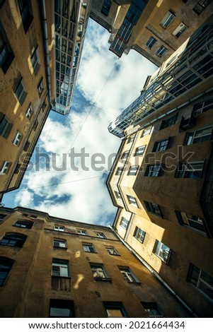 View of typical buildings in St. Petersburg old center, Russia.  