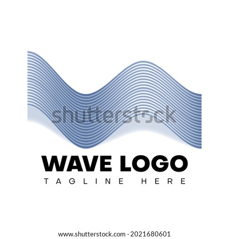 logo template with realistic wave object