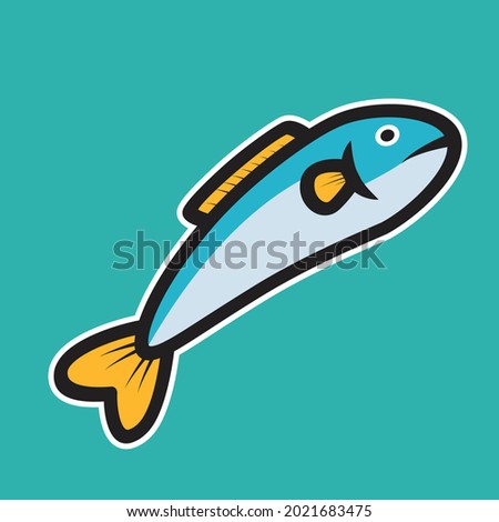 vector illustration of fish whit color blue