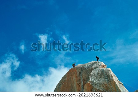 Alps landscape,people climbing to the sky
