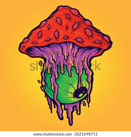 Red Fungus Eye Melt Mushrooms Vector illustrations for your work Logo, mascot merchandise t-shirt, stickers and Label designs, poster, greeting cards advertising business company or brands.