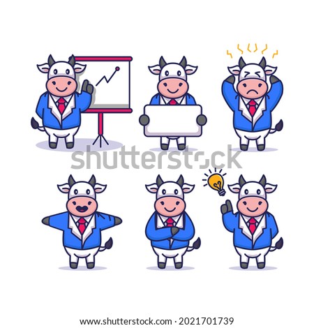 Set of cow with Business costume suit