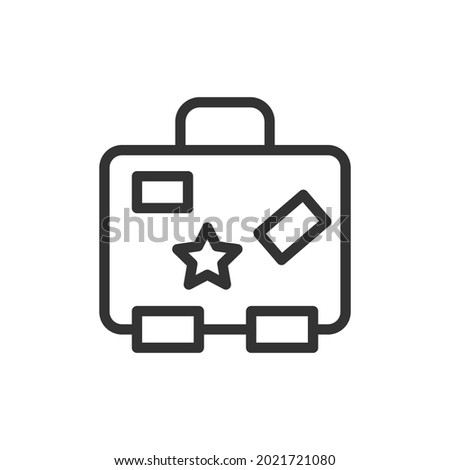 Thin line icon of suitcase. Vector outline sign for UI, web and app. Concept design of suitcase icon. Isolated on a white background.