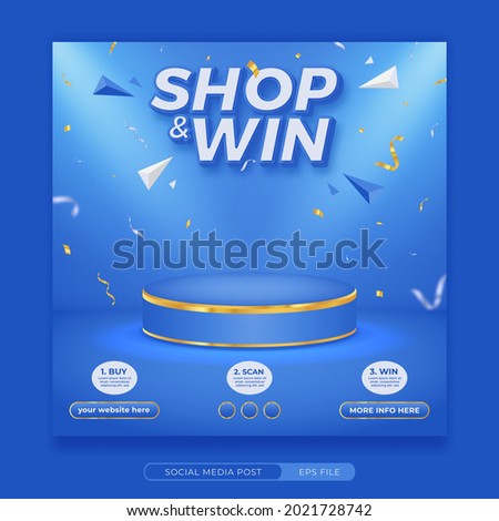 Shop and win invitation contest social media banner template Royalty-Free Stock Photo #2021728742
