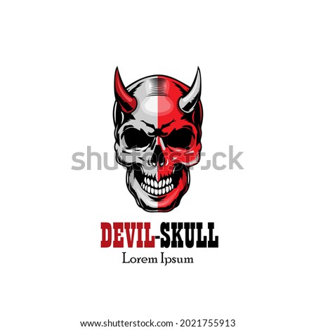 The skull head logo is shaped like a devil. Cool logos, cool and slang emblems