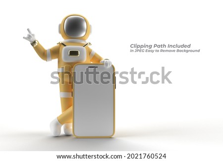 Astronaut Hand Pointing Finger Smartphone Mockup Pen Tool Created Clipping Path Included in JPEG Easy to Composite.
