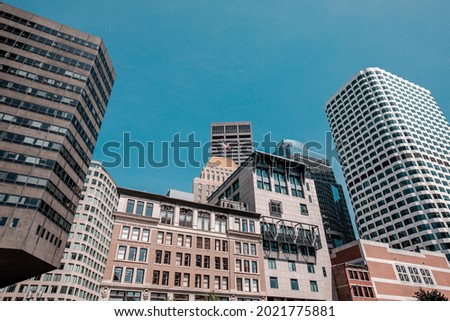 Skyscrapers at downtown in Boston from below