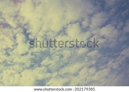Sky background. Clouds. Retro effect.