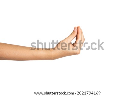 close up of Italian right hand gesture with white background. Royalty-Free Stock Photo #2021794169
