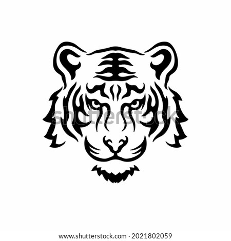 Tiger Symbol Logo. Tribal Tattoo Design. Stencil Vector Illustration