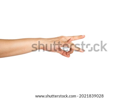 close up of spider man hand sign with white background. Asian man's hand