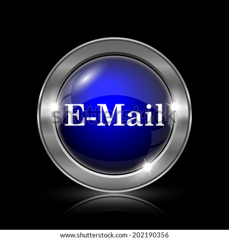 E-mail icon. Metallic internet button on black background. 