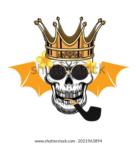 T shirt graphics with skull, Vector illustration.