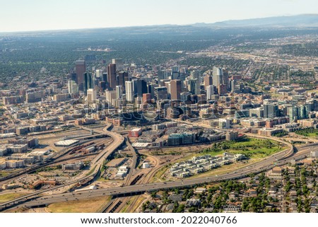 Roads highways and buildings that make up Denver Colorado
