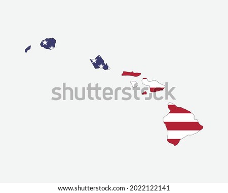 Hawaii Map on American Flag. HI, USA State Map on US Flag. EPS Vector Graphic Clipart Icon