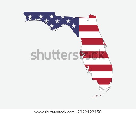 Florida Map on American Flag. FL, USA State Map on US Flag. EPS Vector Graphic Clipart Icon